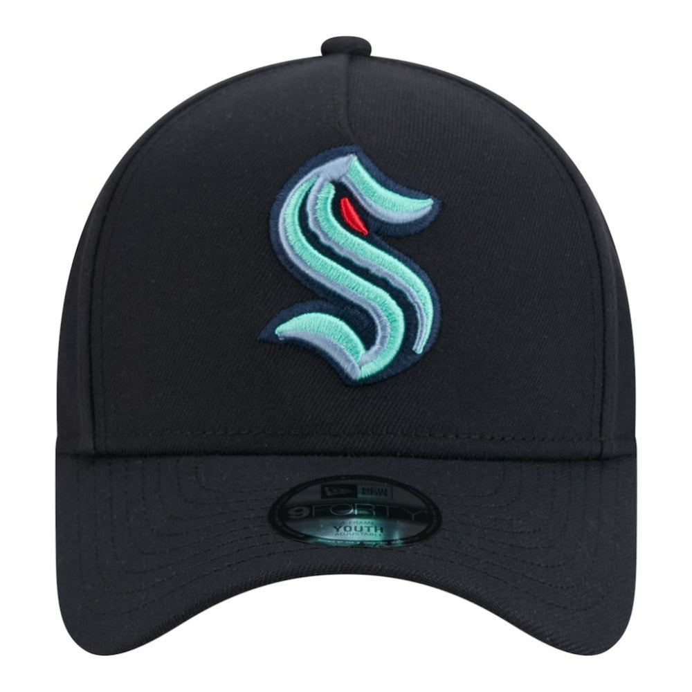 Seattle Kraken New Era Youth 9FORTY A-Frame Adjustable Hat - Deep Sea Blue - NHL 203773497