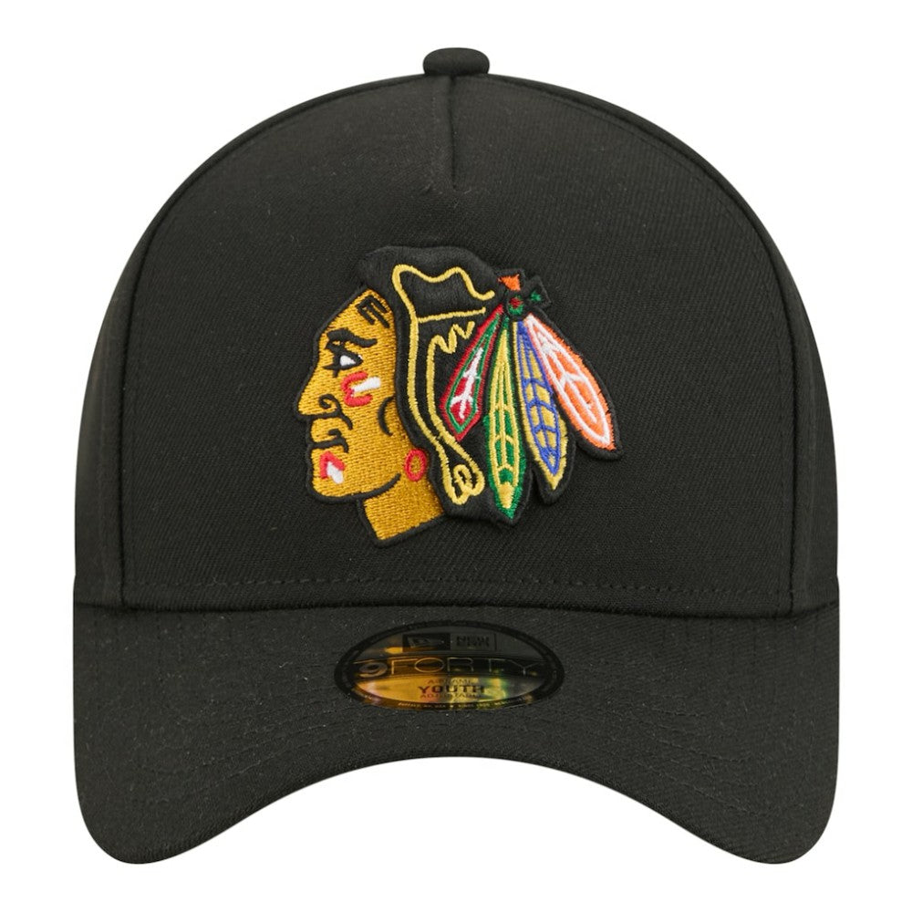 Chicago Blackhawks New Era Youth 9FORTY A-Frame Adjustable Hat - Black - NHL 203773498