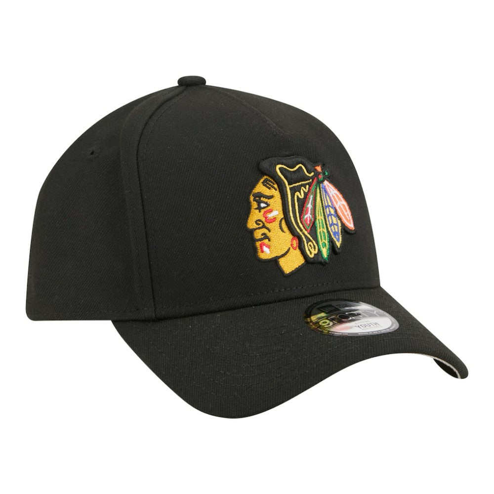 Chicago Blackhawks New Era Youth 9FORTY A-Frame Adjustable Hat - Black - NHL 203773498