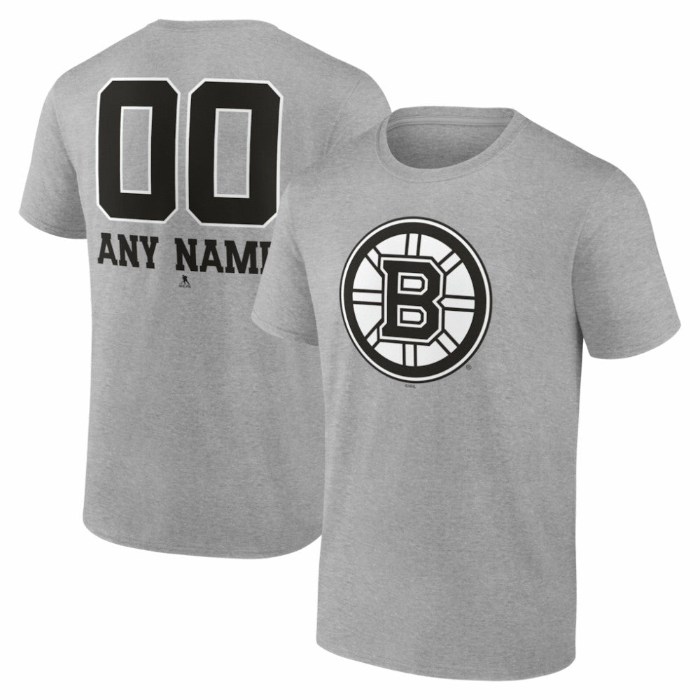Boston Bruins Big & Tall Personalized Name & Number Monochrome T-Shirt - Gray - NHL 203773686