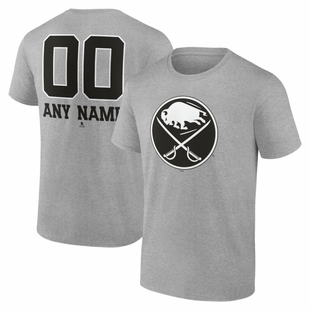 Buffalo Sabres Big & Tall Personalized Name & Number Monochrome T-Shirt - Gray - NHL 203773689