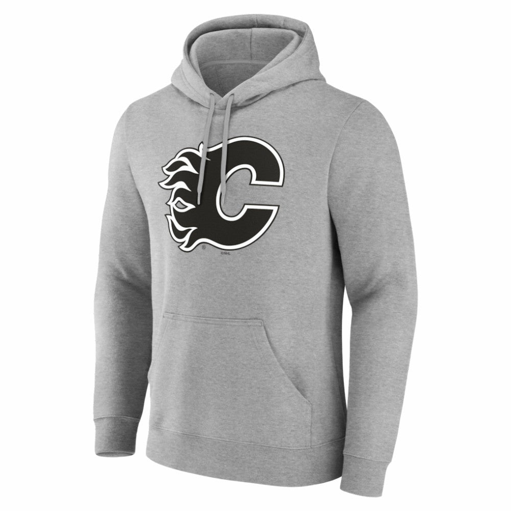 Calgary Flames Big & Tall Personalized Name & Number Monochrome Pullover Hoodie - Gray - NHL 203773691