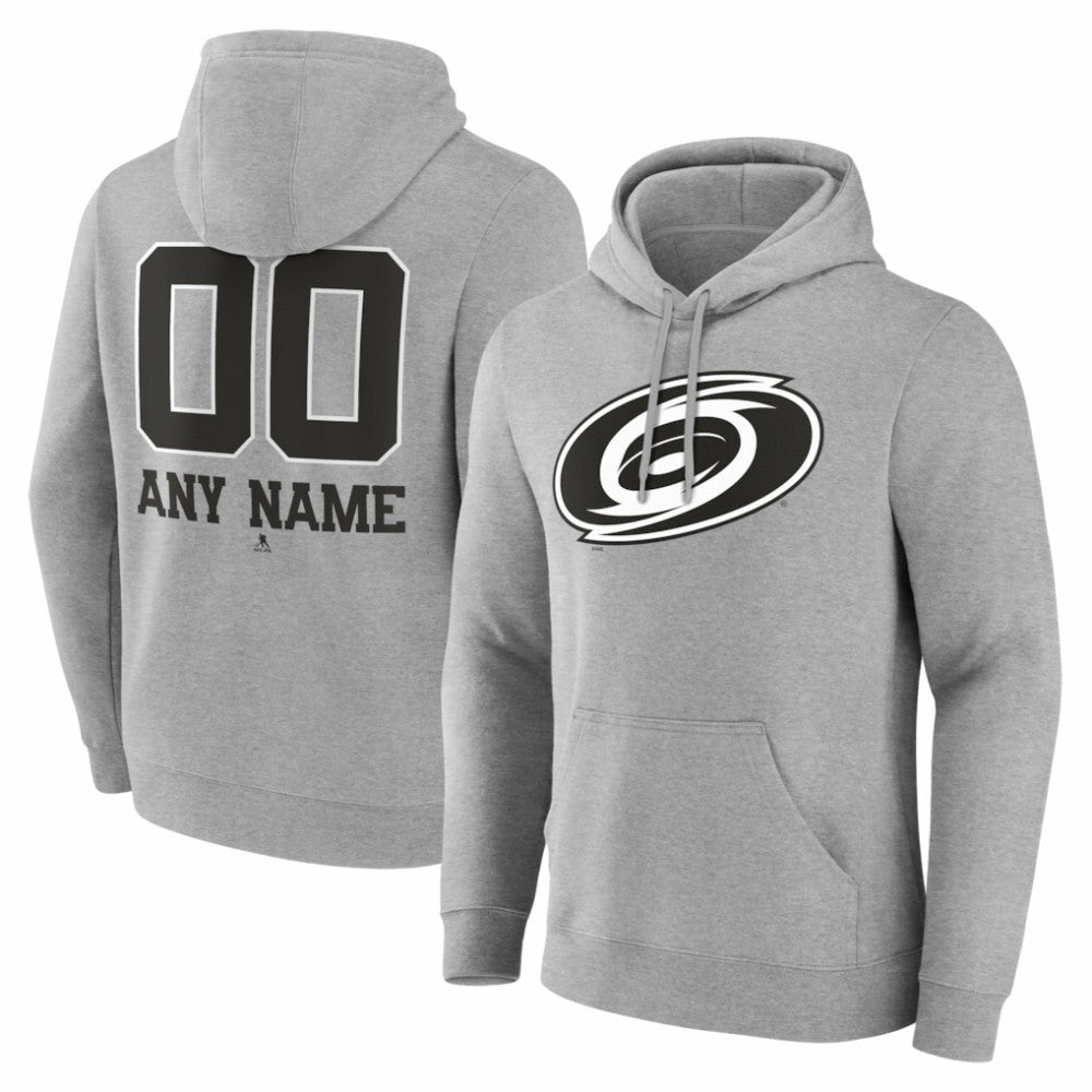 Carolina Hurricanes Big & Tall Personalized Name & Number Monochrome Pullover Hoodie - Gray - NHL 203773694