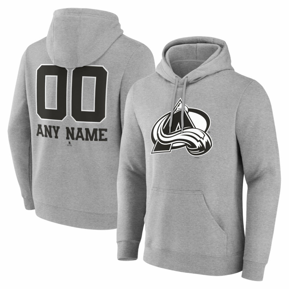Colorado Avalanche Big & Tall Personalized Name & Number Monochrome Pullover Hoodie - Gray - NHL 203773700