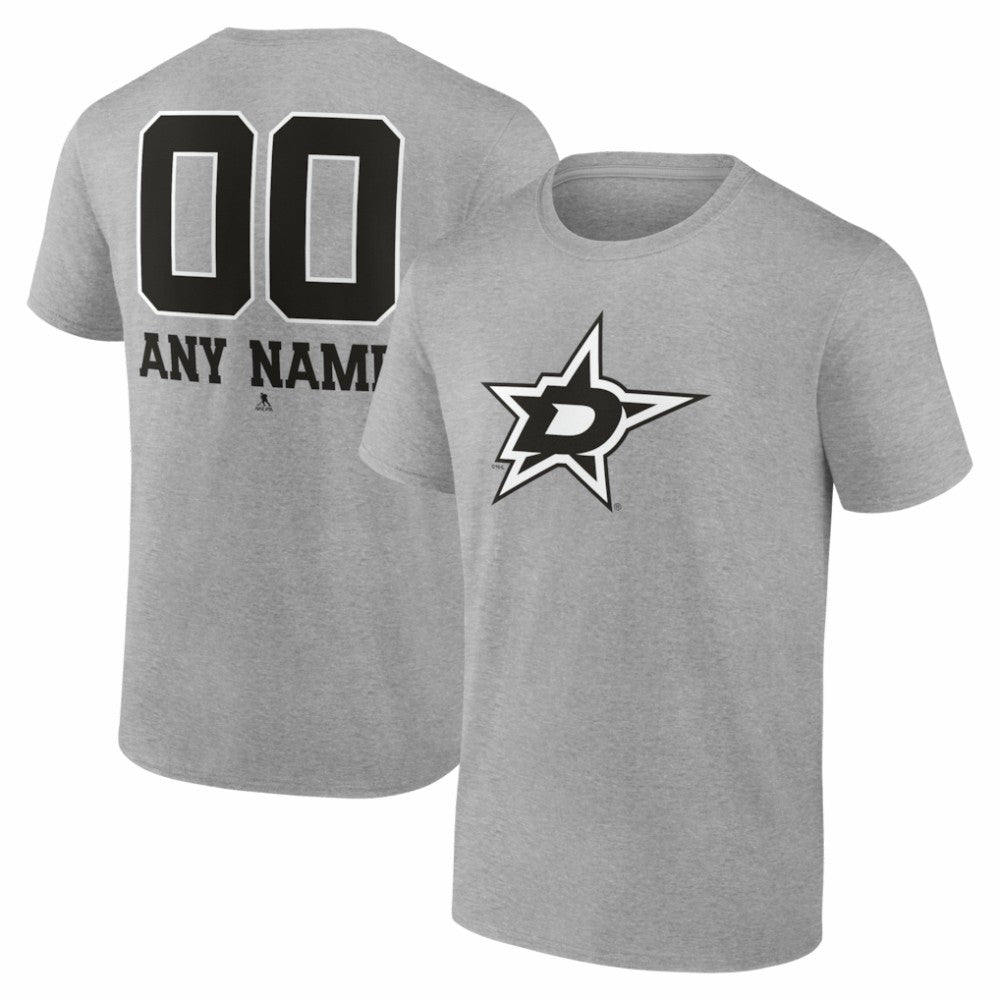 Dallas Stars Big & Tall Personalized Name & Number Monochrome T-Shirt - Gray - NHL 203773707