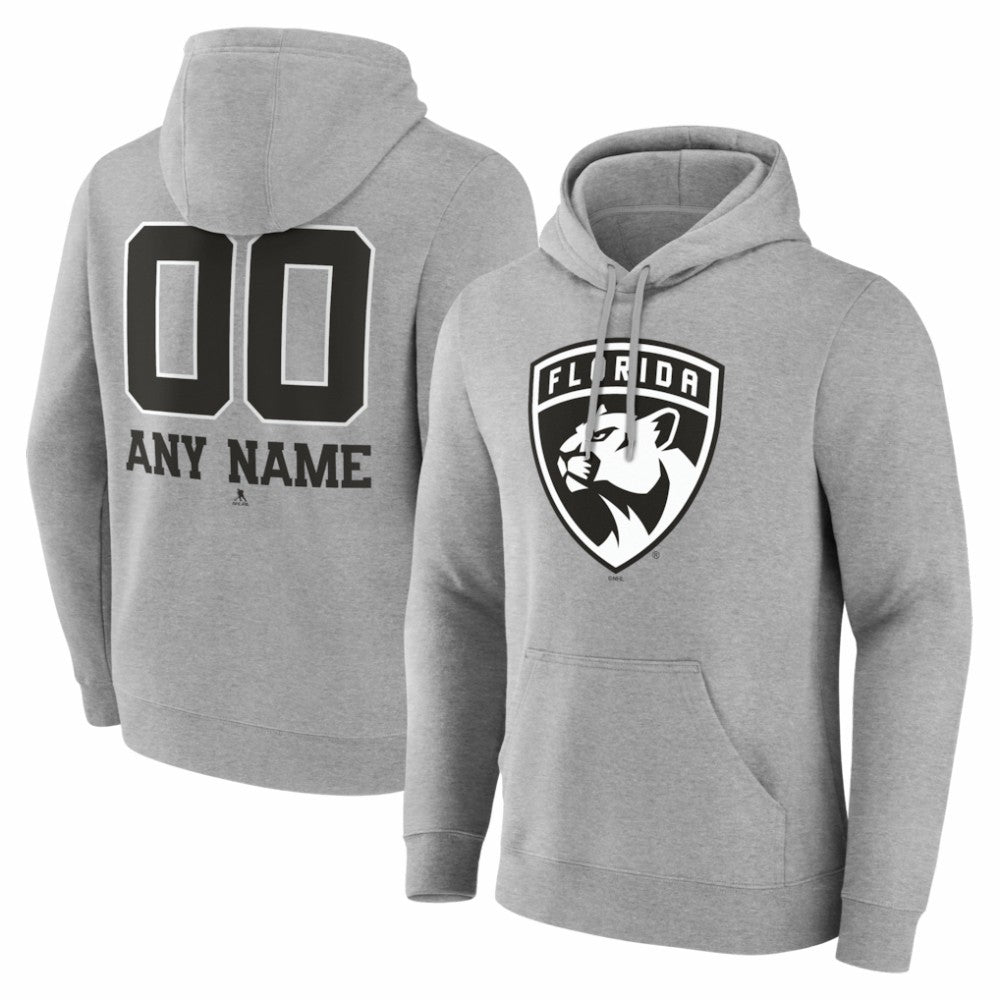Florida Panthers Big & Tall Personalized Name & Number Monochrome Pullover Hoodie - Gray - NHL 203773715
