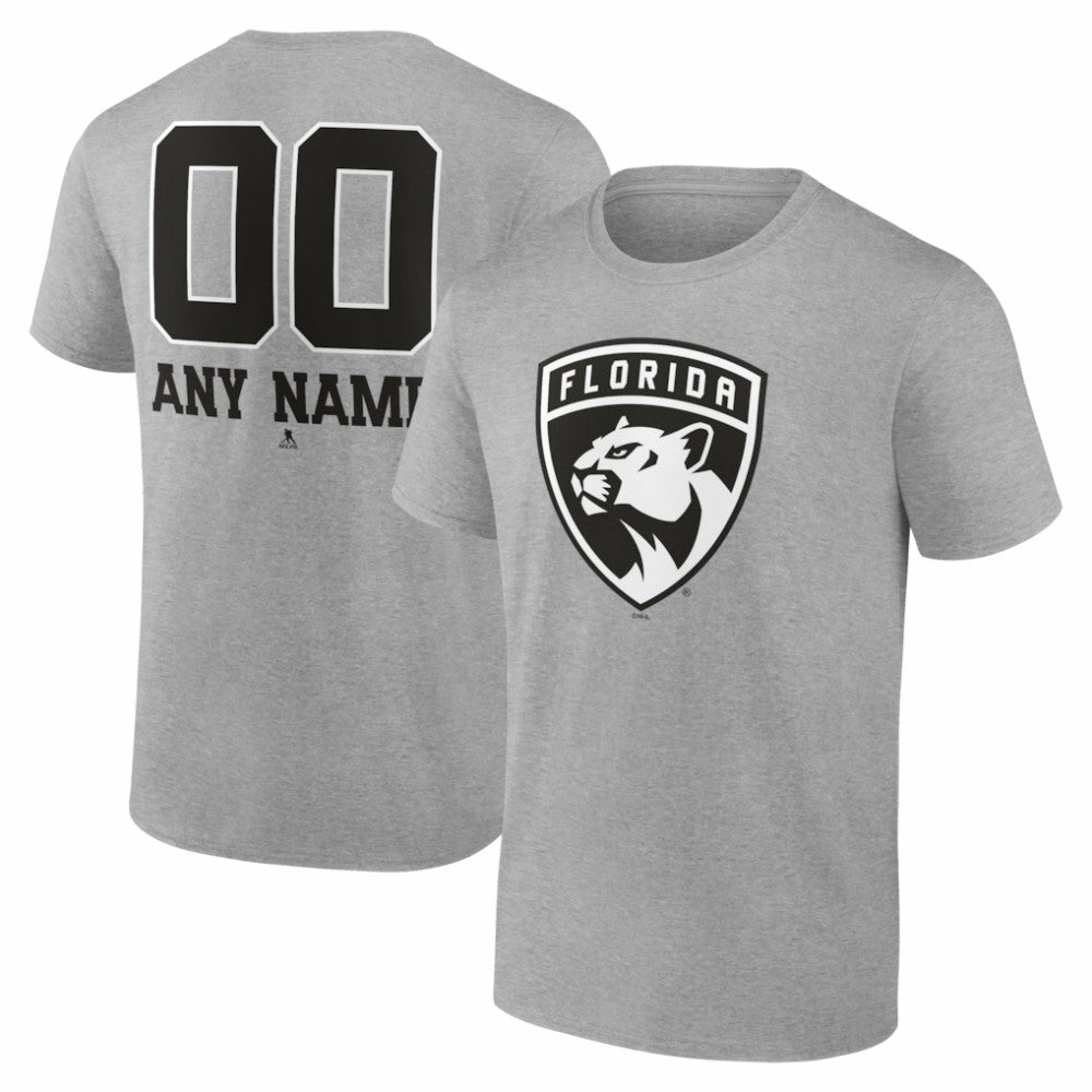 Florida Panthers Big & Tall Personalized Name & Number Monochrome T-Shirt - Gray - NHL 203773716