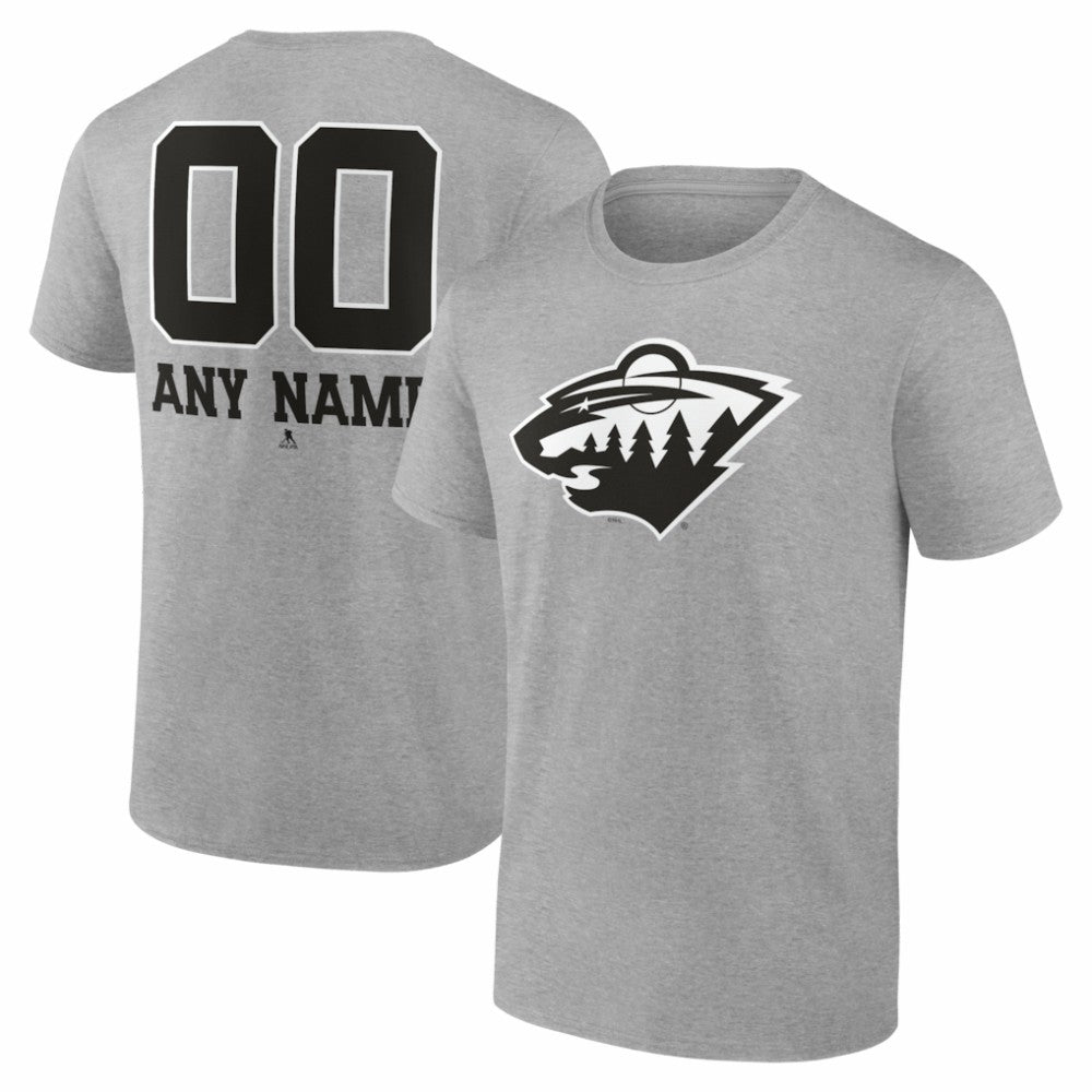 Minnesota Wild Big & Tall Personalized Name & Number Monochrome T-Shirt - Gray - NHL 203773722