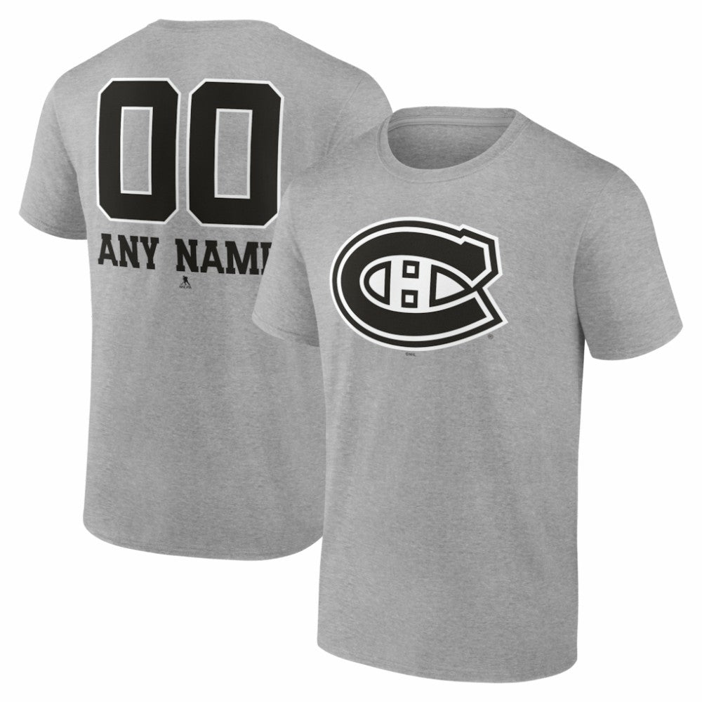 Montreal Canadiens Big & Tall Personalized Name & Number Monochrome T-Shirt - Gray - NHL 203773725