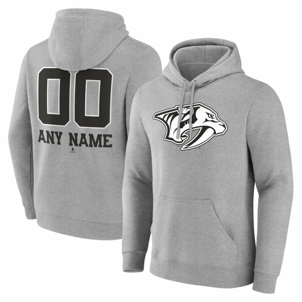 Nashville Predators Big & Tall Personalized Name & Number Monochrome Pullover Hoodie - Gray - NHL 203773727