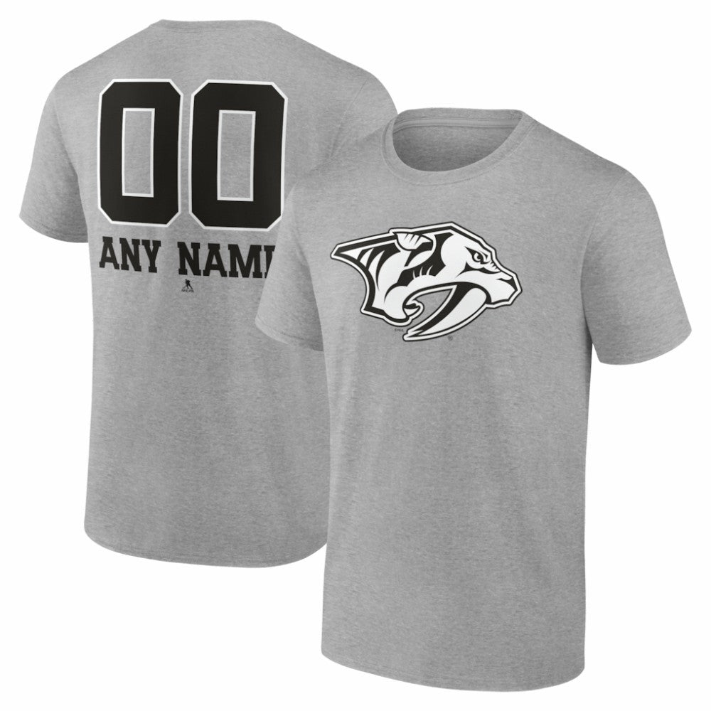 Nashville Predators Big & Tall Personalized Name & Number Monochrome T-Shirt - Gray - NHL 203773728