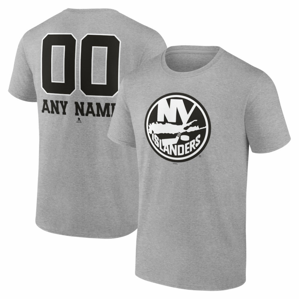 New York Islanders Big & Tall Personalized Name & Number Monochrome T-Shirt - Gray - NHL 203773734