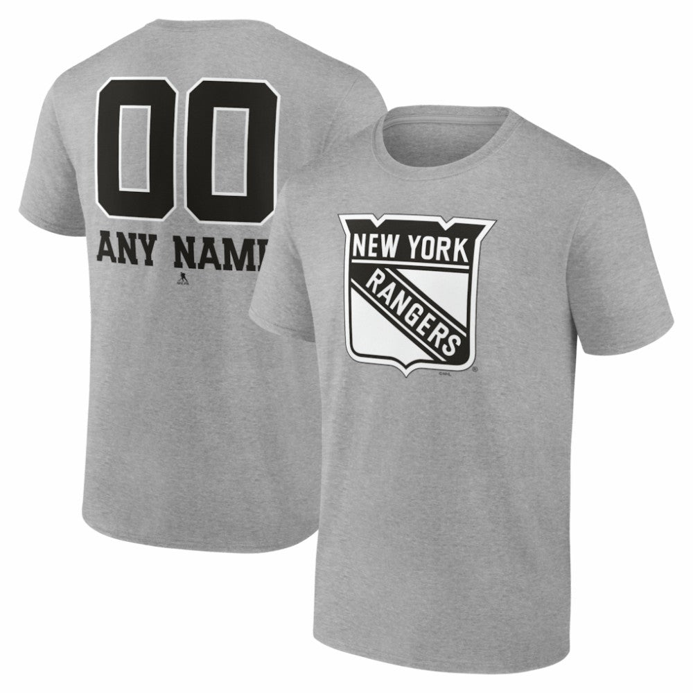 New York Rangers Big & Tall Personalized Name & Number Monochrome T-Shirt - Gray - NHL 203773737