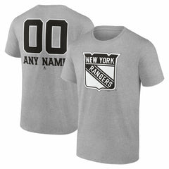 New York Rangers Big & Tall Personalized Name & Number Monochrome T-Shirt - Gray - NHL 203773737