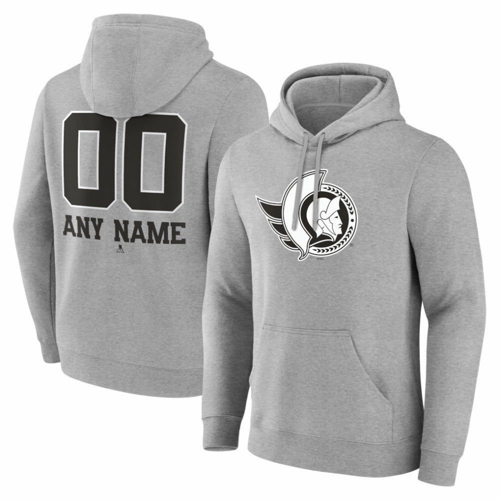 Ottawa Senators Big & Tall Personalized Name & Number Monochrome Pullover Hoodie - Gray - NHL 203773739