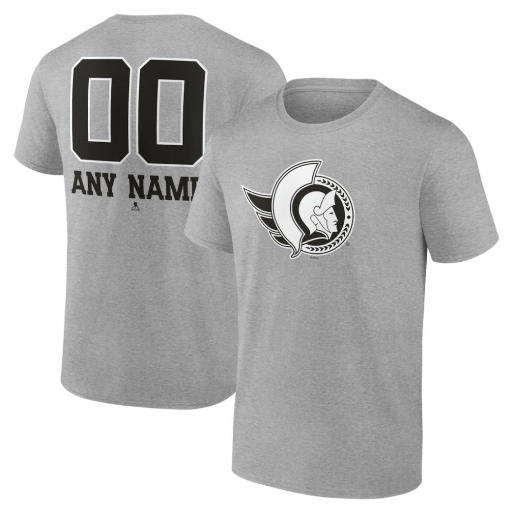 Ottawa Senators Big & Tall Personalized Name & Number Monochrome T-Shirt - Gray - NHL 203773740