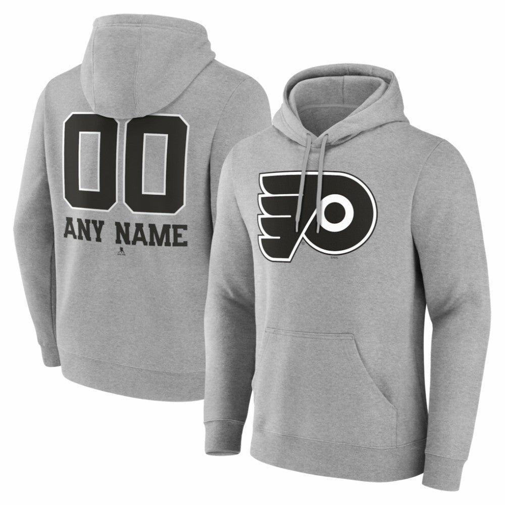 Philadelphia Flyers Big & Tall Personalized Name & Number Monochrome Pullover Hoodie - Gray - NHL 203773742