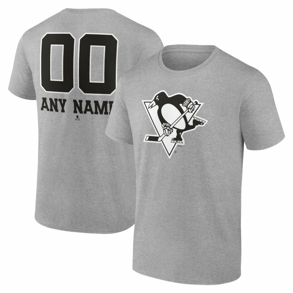 Pittsburgh Penguins Big & Tall Personalized Name & Number Monochrome T-Shirt - Gray - NHL 203773746