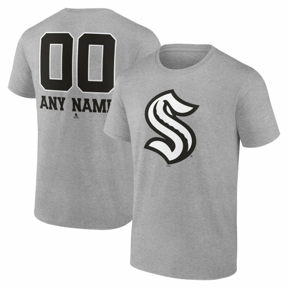 Seattle Kraken Big & Tall Personalized Name & Number Monochrome T-Shirt - Gray - NHL 203773752