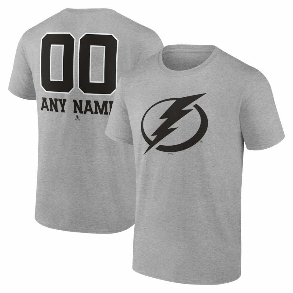 Tampa Bay Lightning Big & Tall Personalized Name & Number Monochrome T-Shirt - Gray - NHL 203773758