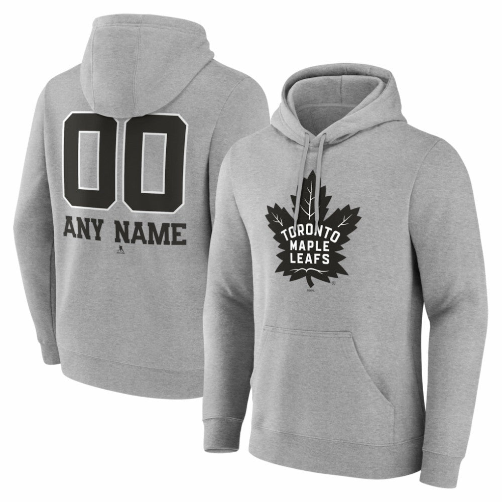 Toronto Maple Leafs Big & Tall Personalized Name & Number Monochrome Pullover Hoodie - Gray - NHL 203773760