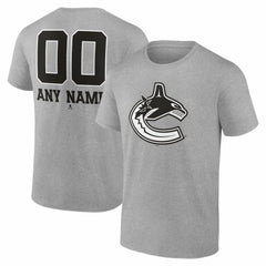 Vancouver Canucks Big & Tall Personalized Name & Number Monochrome T-Shirt - Gray - NHL 203773767
