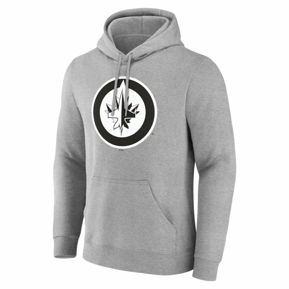 Winnipeg Jets Big & Tall Personalized Name & Number Monochrome Pullover Hoodie - Gray - NHL 203773775