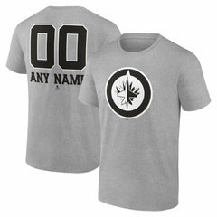 Winnipeg Jets Big & Tall Personalized Name & Number Monochrome T-Shirt - Gray - NHL 203773776