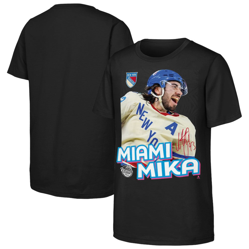 Mika Zibanejad New York Rangers Outerstuff Youth Miami Mika T-Shirt - Black - NHL 203774845