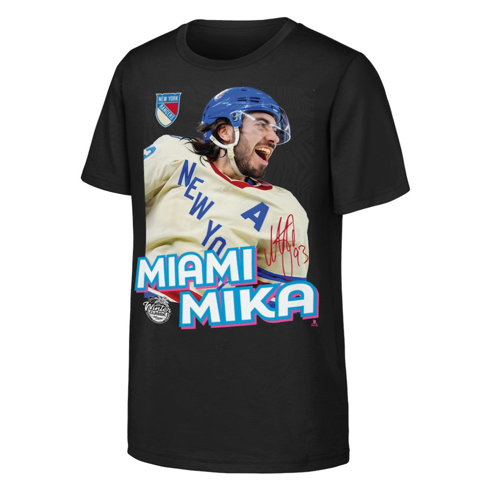 Mika Zibanejad New York Rangers Outerstuff Youth Miami Mika T-Shirt - Black - NHL 203774845