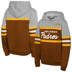San Diego Padres Mitchell & Ness Youth Cooperstown Head Coach Pullover Hoodie - Brown/Grey - Mitchell & Ness Online
