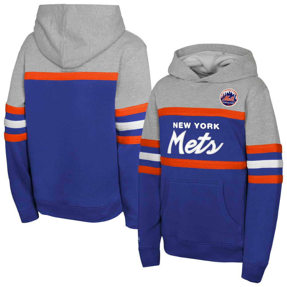 New York Mets Mitchell & Ness Youth Cooperstown Head Coach Pullover Hoodie - Royal/Grey - Mitchell & Ness Discount