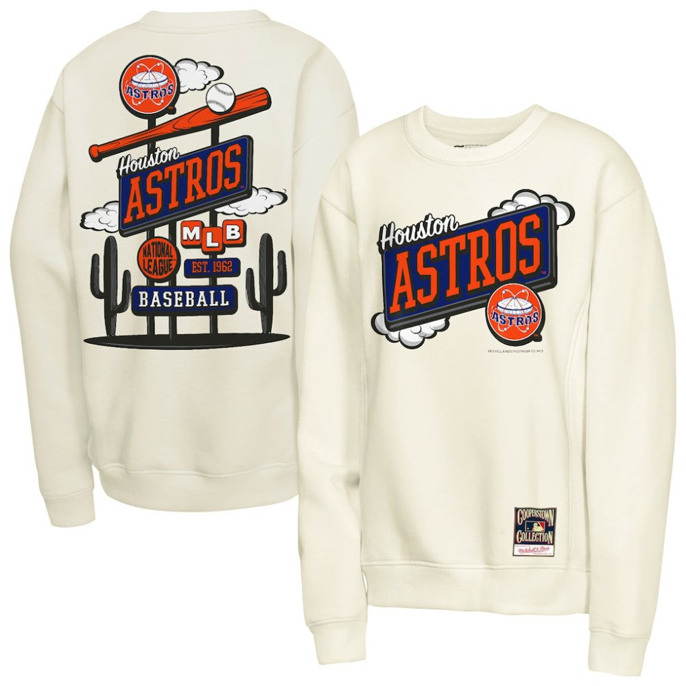 Houston Astros Mitchell & Ness Youth Retro Billboard Sweatshirt - Natural - Mitchell & Ness Discount