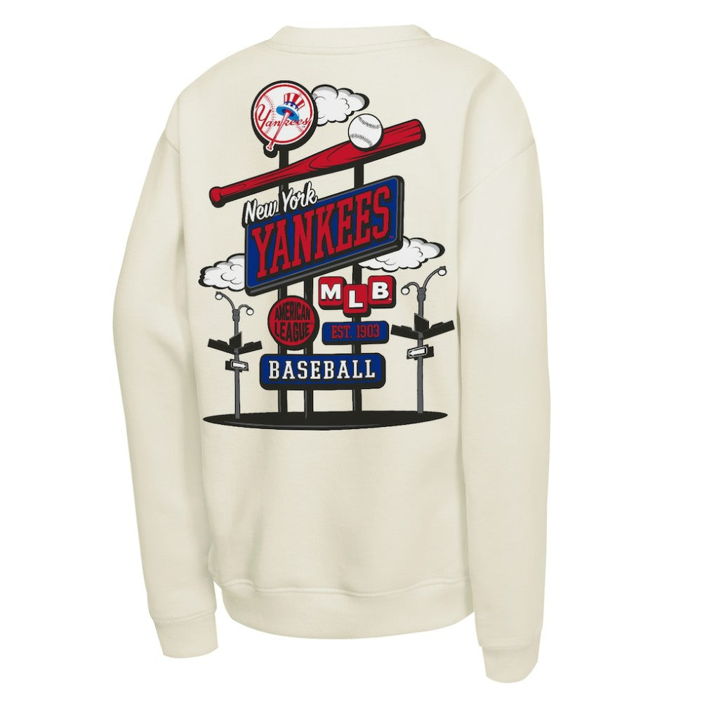 New York Yankees Mitchell & Ness Youth Retro Billboard Sweatshirt - Natural - Mitchell & Ness Discount