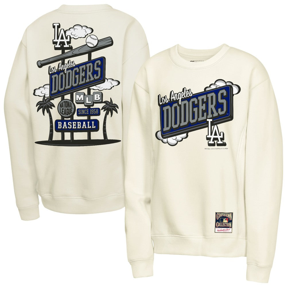 Los Angeles Dodgers Mitchell & Ness Youth Retro Billboard Sweatshirt - Natural - Mitchell & Ness Online