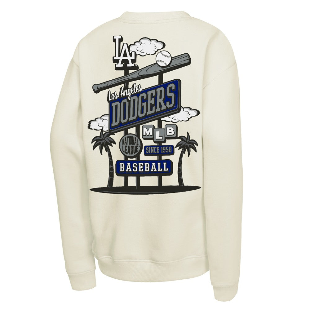 Los Angeles Dodgers Mitchell & Ness Youth Retro Billboard Sweatshirt - Natural - Mitchell & Ness Online