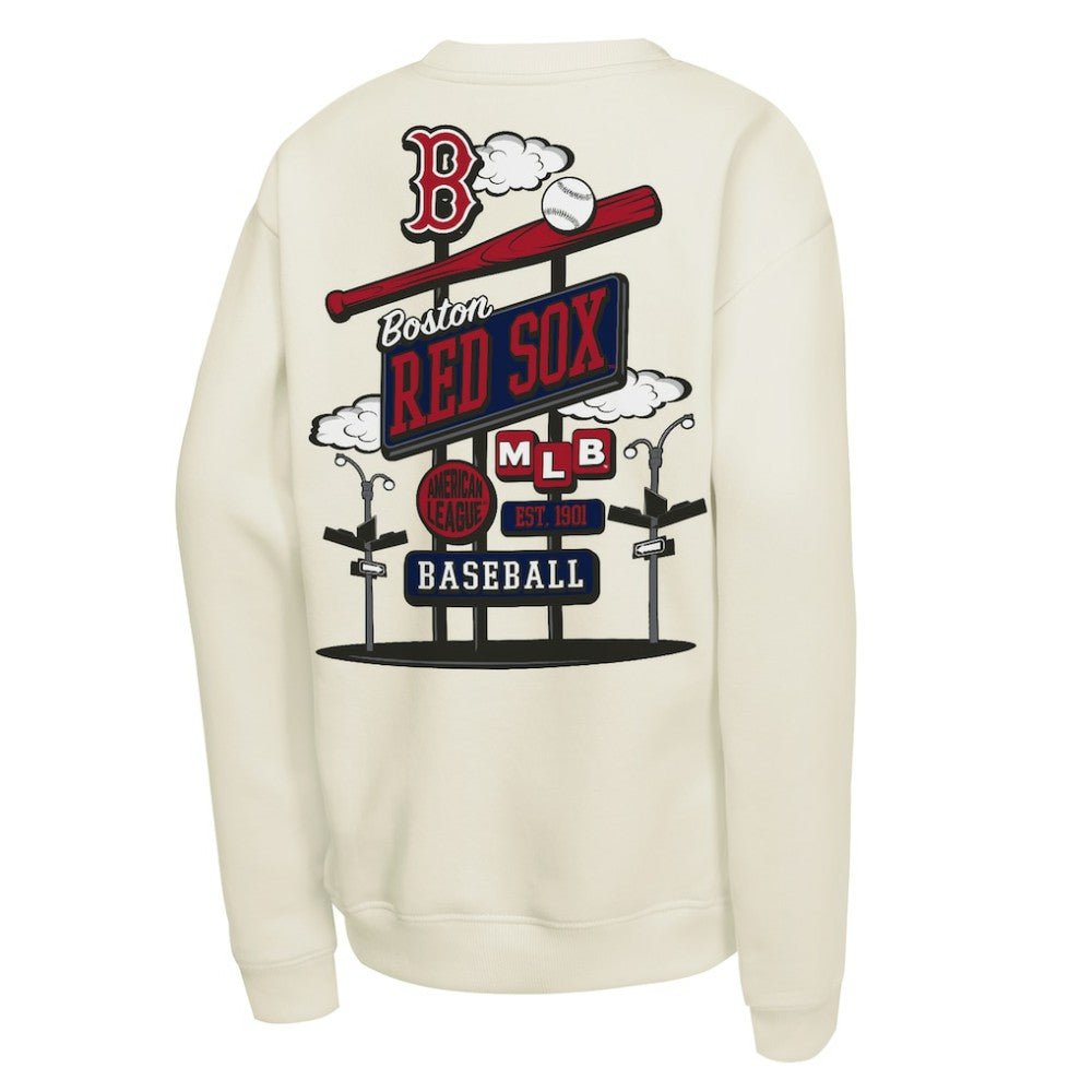 Boston Red Sox Mitchell & Ness Youth Retro Billboard Sweatshirt - Natural - Mitchell & Ness Lifestyle
