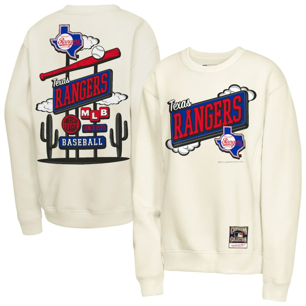 Texas Rangers Mitchell & Ness Youth Retro Billboard Sweatshirt - Natural - Mitchell & Ness Discount