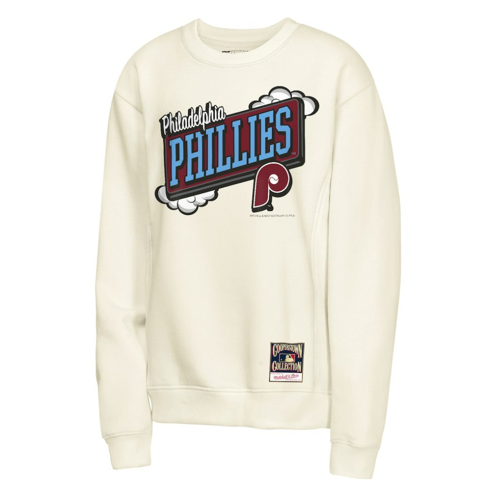 Philadelphia Phillies Mitchell & Ness Youth Retro Billboard Sweatshirt - Natural - Mitchell & Ness Lifestyle
