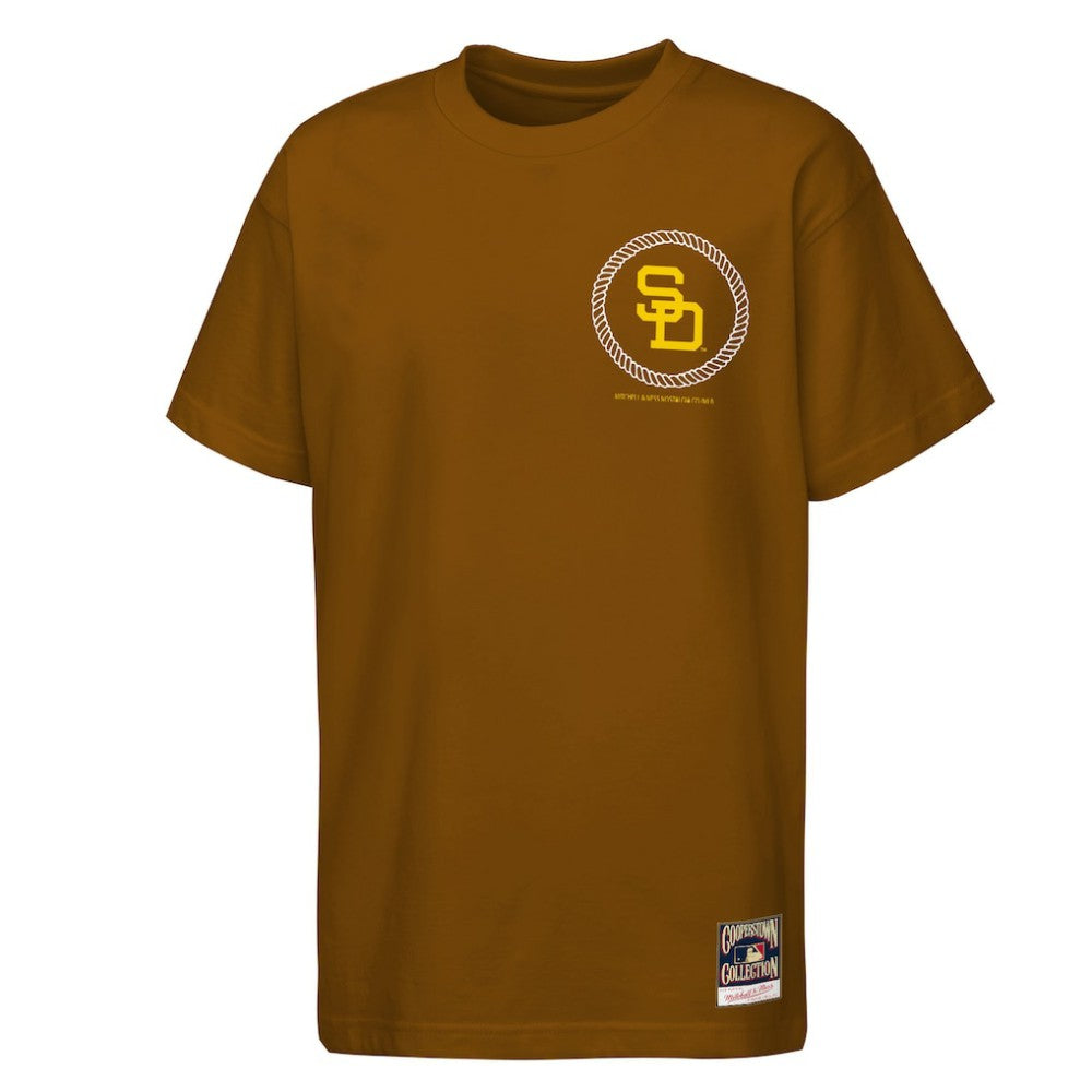 San Diego Padres Mitchell & Ness Youth Cooperstown Rodeo Rope T-Shirt - Brown - Mitchell & Ness on Sale