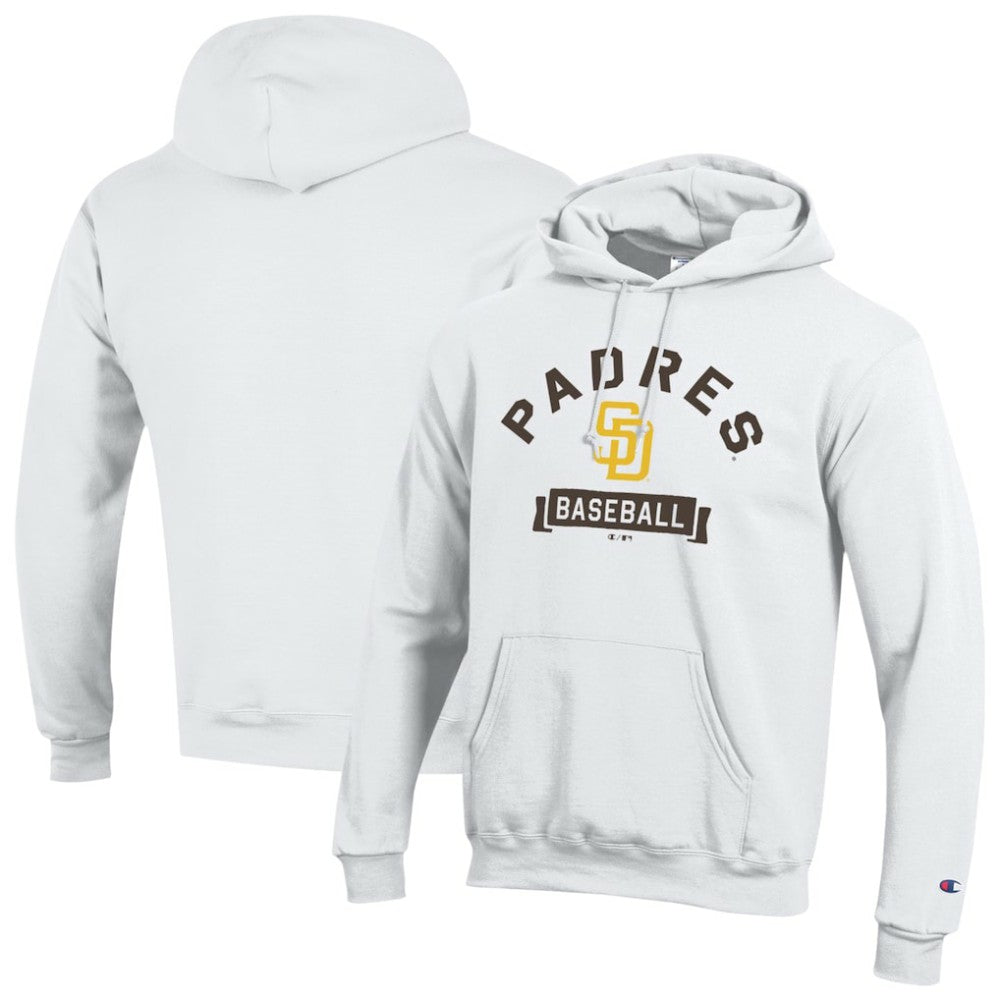San Diego Padres Champion Eco Powerblend Hoodie - White - MLB Discount