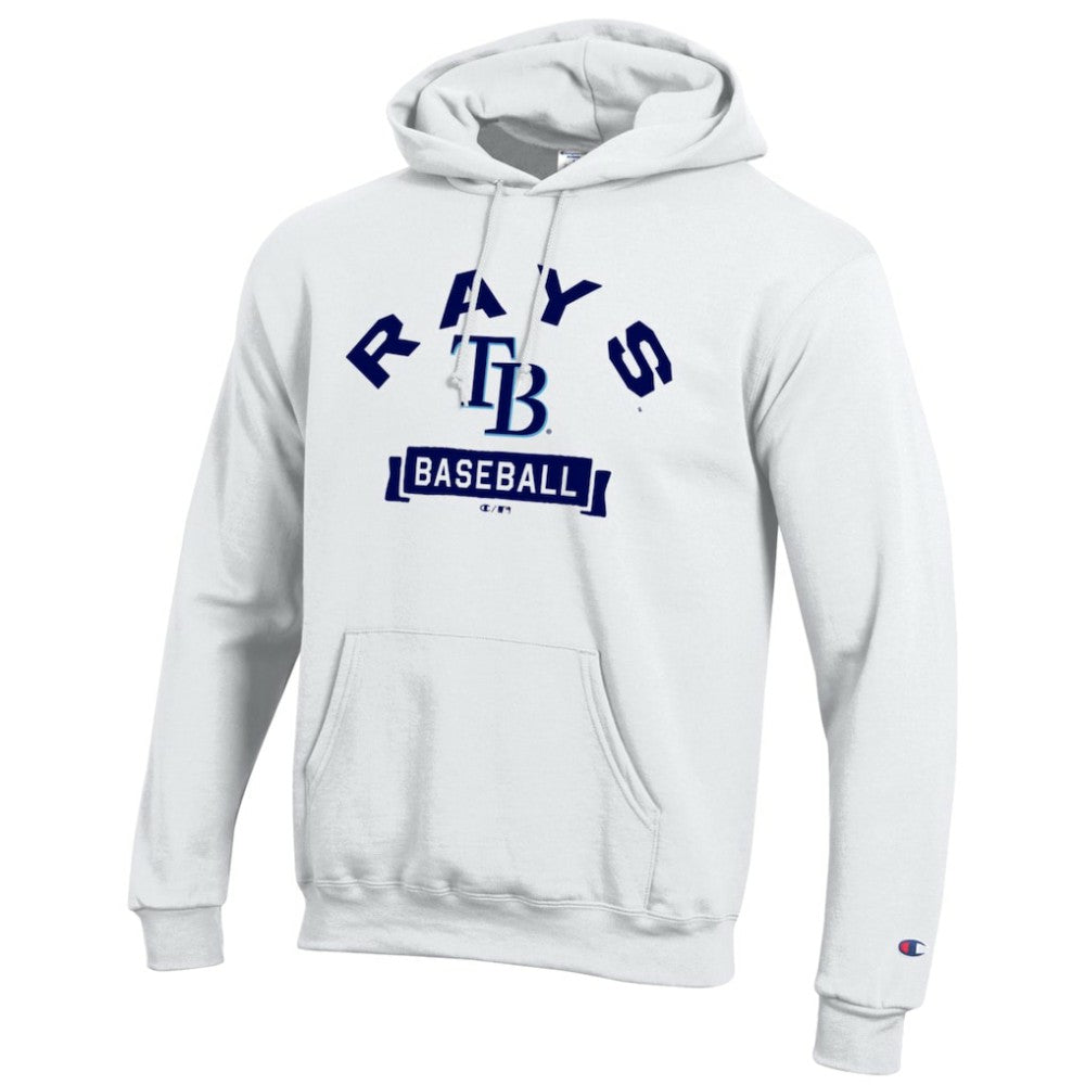 Tampa Bay Rays Champion Eco Powerblend Hoodie - White - MLB Lifestyle