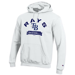 Tampa Bay Rays Champion Eco Powerblend Hoodie - White - MLB Lifestyle