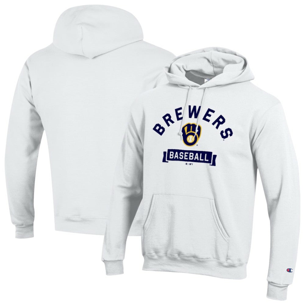 Milwaukee Brewers Champion Eco Powerblend Hoodie - White - MLB Lifestyle