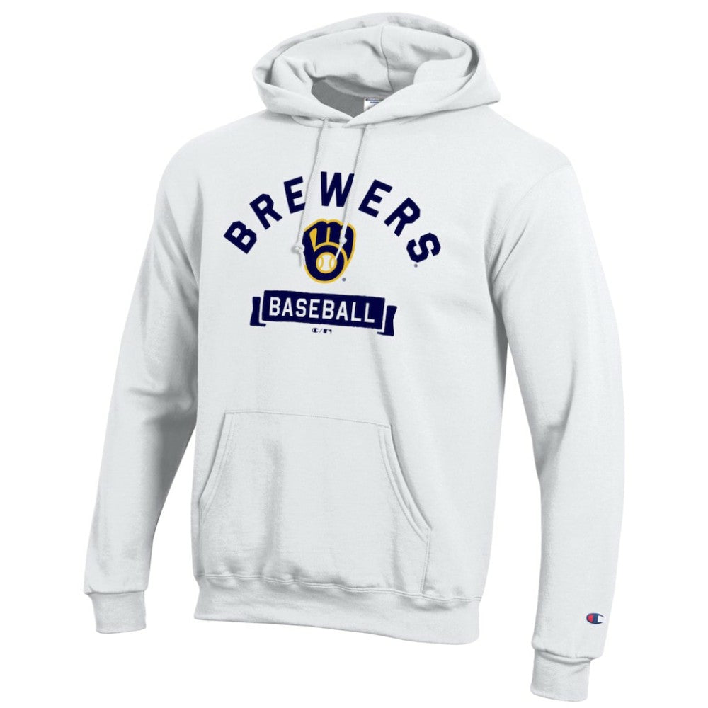 Milwaukee Brewers Champion Eco Powerblend Hoodie - White - MLB Lifestyle