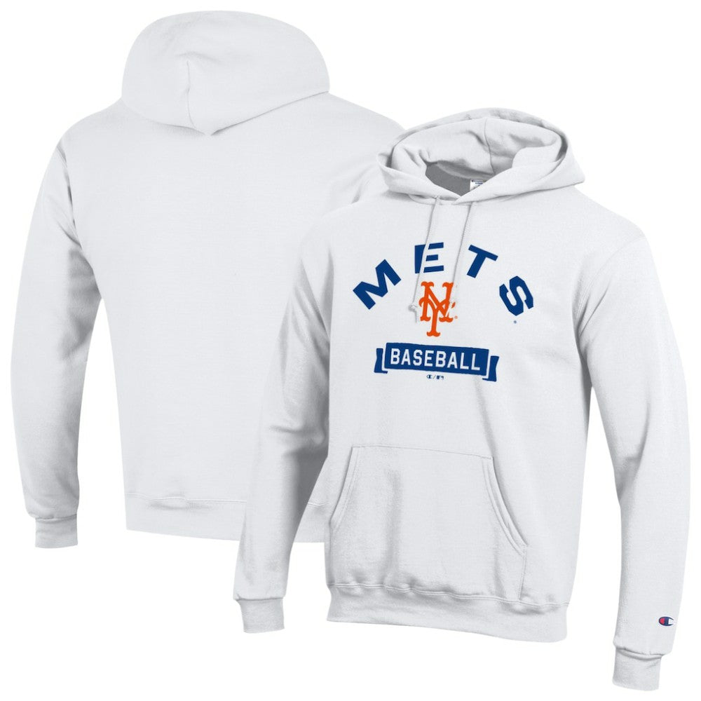 New York Mets Champion Eco Powerblend Hoodie - White - MLB Lifestyle