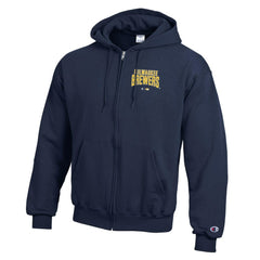 Milwaukee Brewers Champion Eco Powerblend Full-Zip Hoodie - Navy - MLB Sale