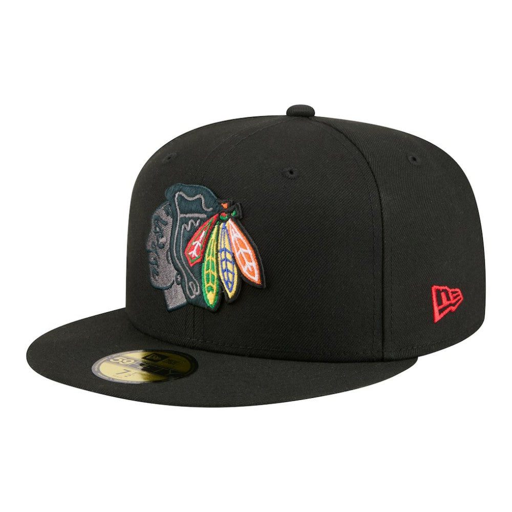 Chicago Blackhawks New Era Color Pop 59FIFTY Fitted Hat - Black - NHL 203778844