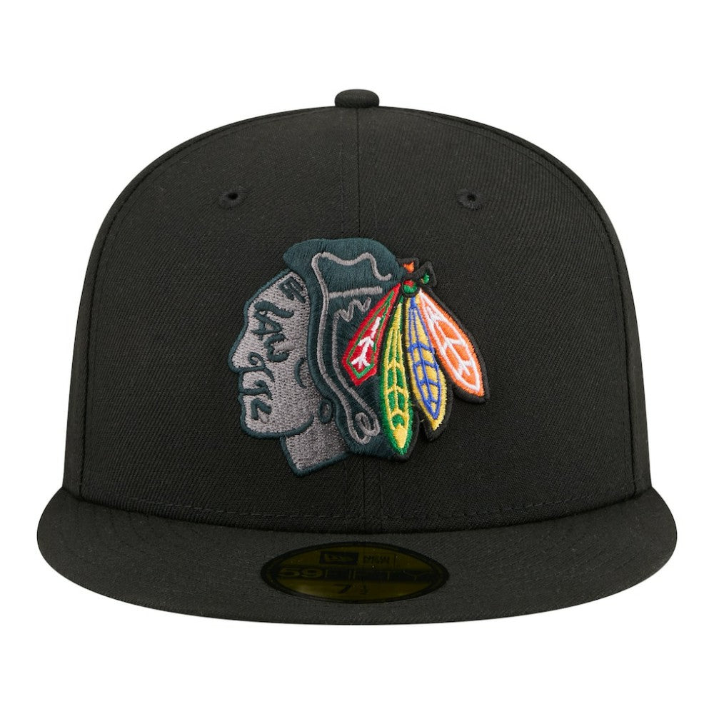 Chicago Blackhawks New Era Color Pop 59FIFTY Fitted Hat - Black - NHL 203778844