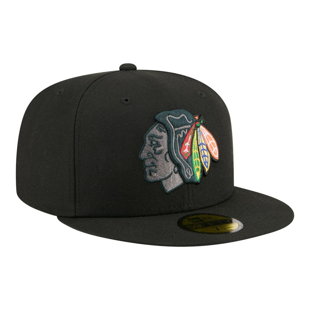 Chicago Blackhawks New Era Color Pop 59FIFTY Fitted Hat - Black - NHL 203778844